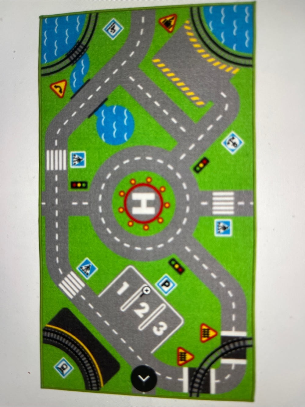 New IKEA Storabo Green Rug/Play mat with city street, Helipad, 75x133 cm